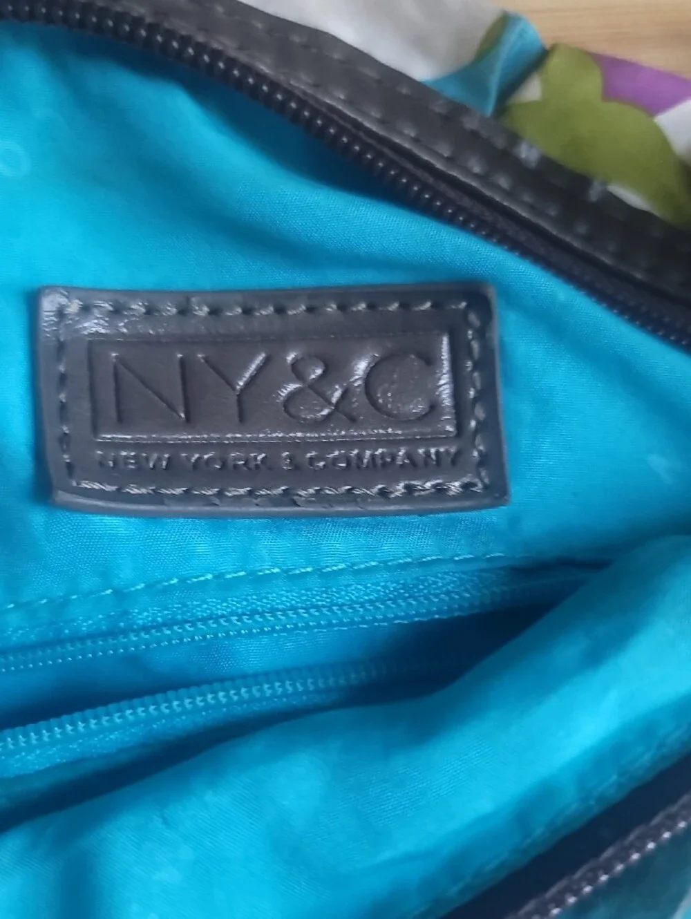 NY & Company Patterned Multicolor Tote Bag with Dark Trim